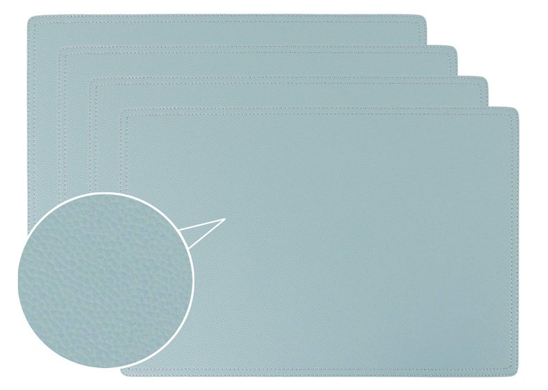 Jovono Faux Leather Placemats, PU Table Mats, Set of 4, Waterproof, Stain Resistant, Heat Resistant, Non-Slip Easy to Clean for Kitchen Dining Table,Conference Table C Teal Blue - Image 1